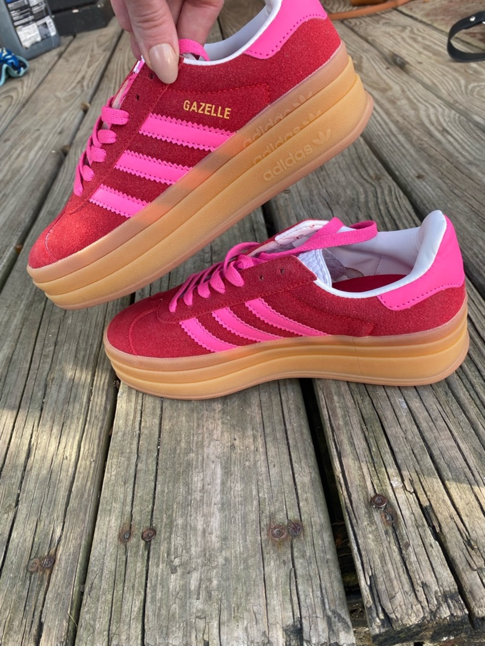 (NWOB) ADIDAS- Gazelle Platform Sneakers - Pink/Red